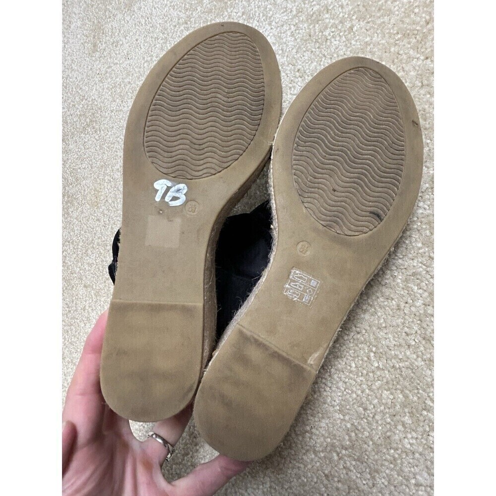 MODA SPANA Espadrilles Wedge Sandal Black Womens 8.5 Slingback Shoes Peep Toe - Picture 9 of 11